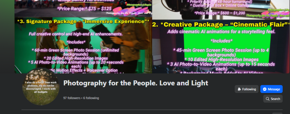 Photography for the people. Love and light Profile Image